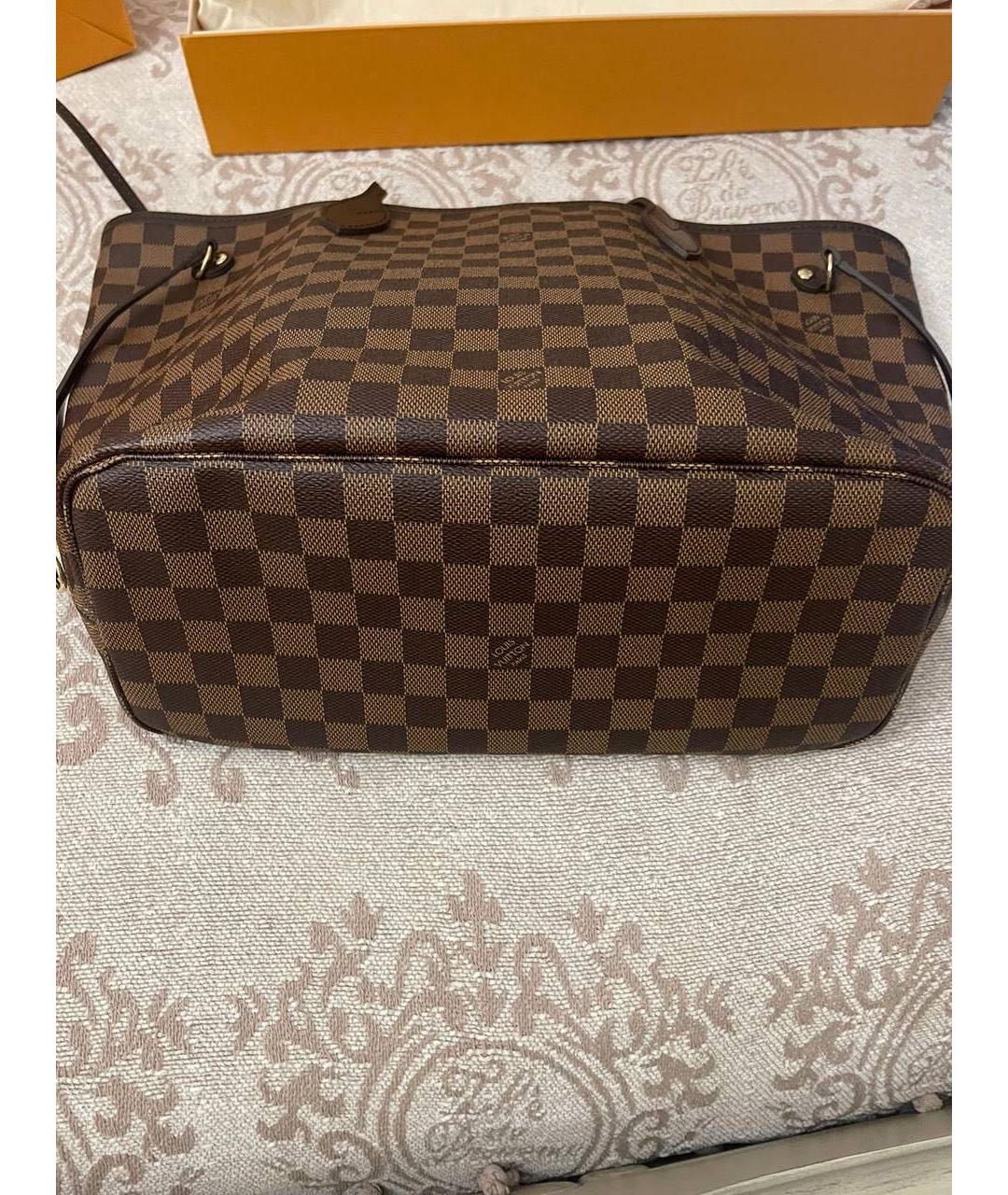 LOUIS VUITTON Коричневая кожаная сумка тоут, фото 7