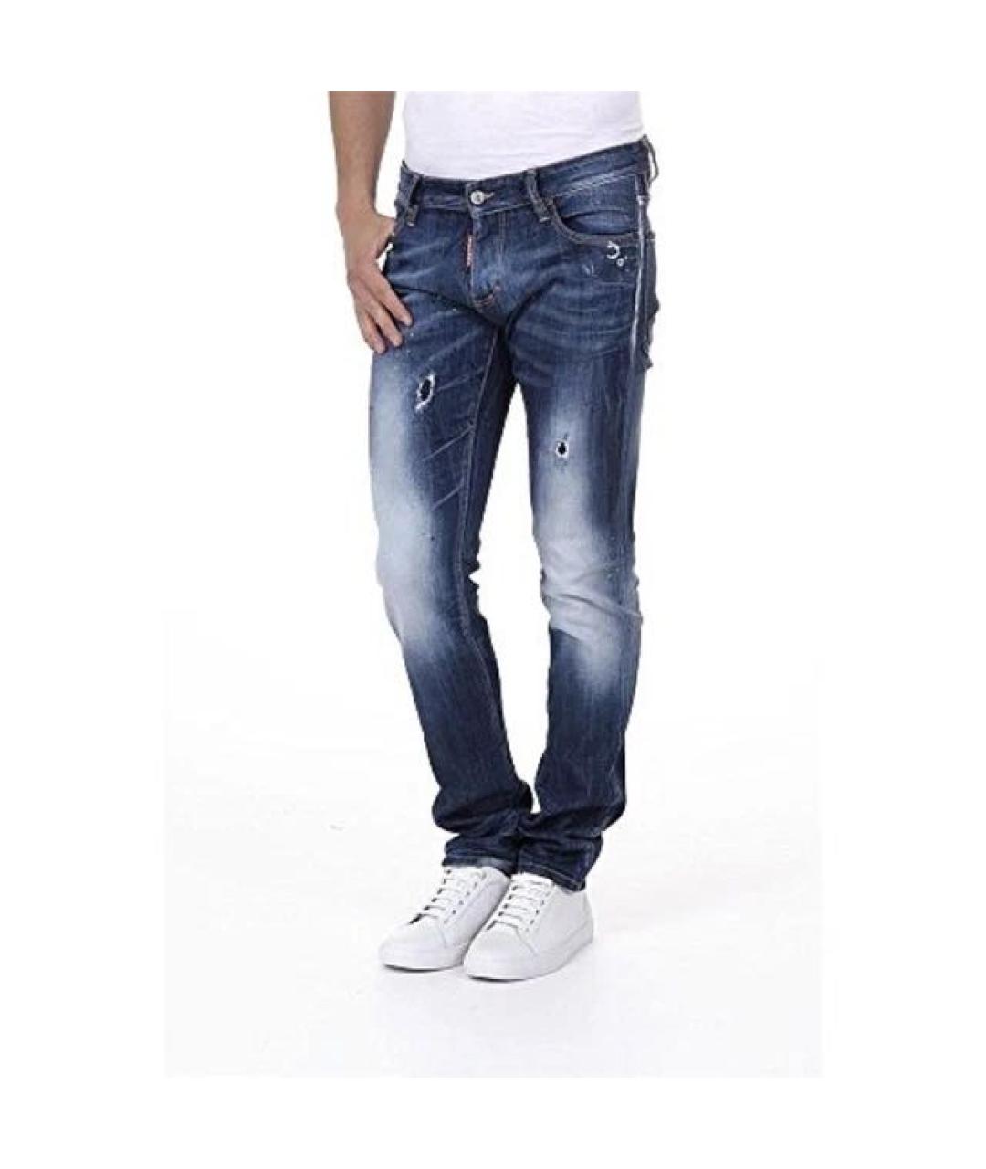 DSQUARED2 Синие хлопко-эластановые джинсы скинни, фото 2