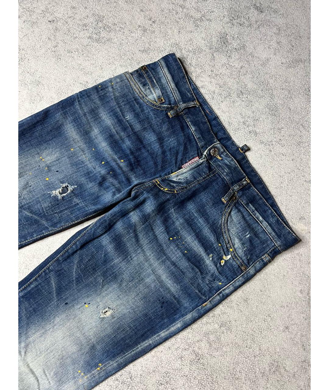 DSQUARED2 Синие хлопко-эластановые джинсы скинни, фото 3