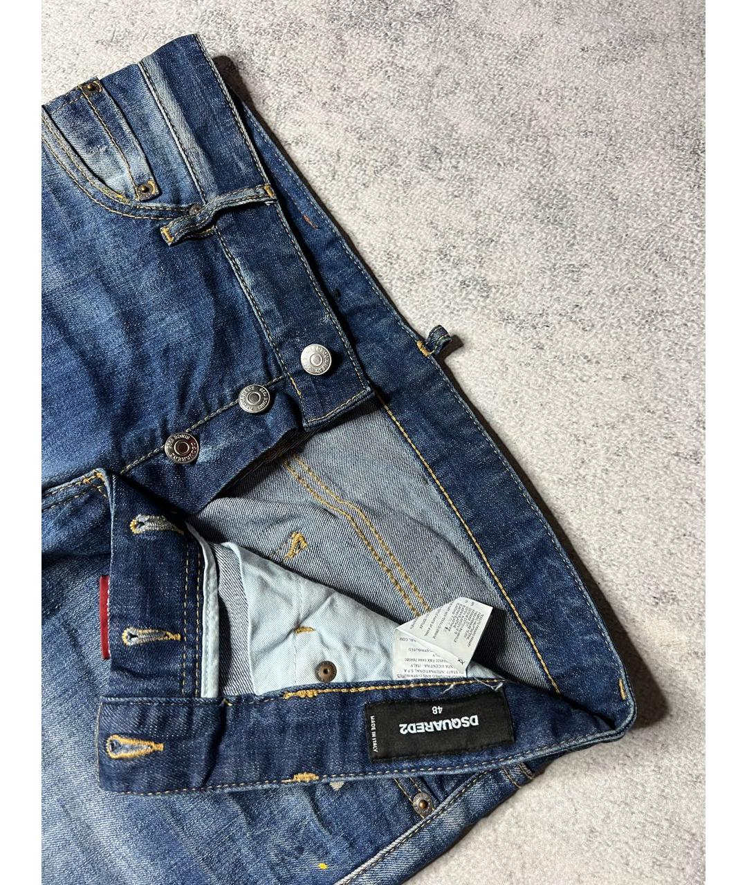 DSQUARED2 Синие хлопко-эластановые джинсы скинни, фото 7