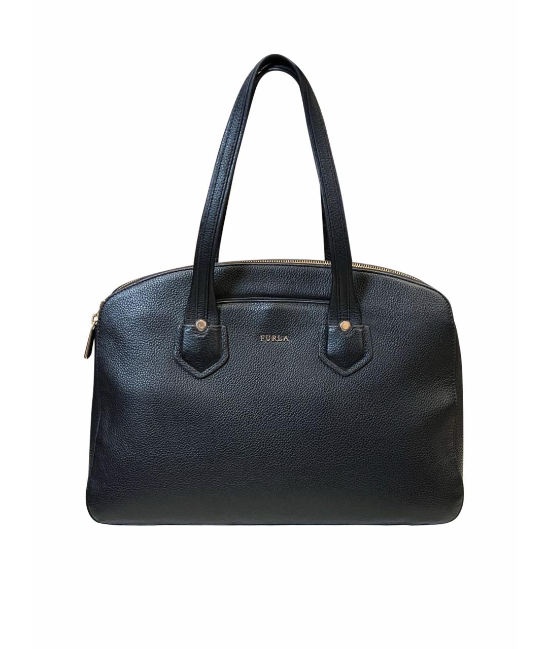 FURLA Черная кожаная сумка с короткими ручками, фото 1
