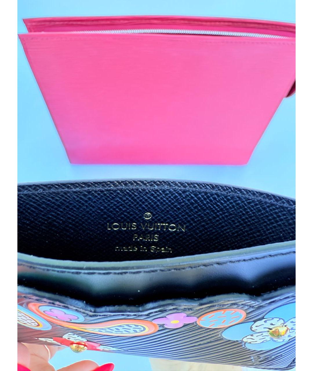 LOUIS VUITTON Черный кожаный кардхолдер, фото 4