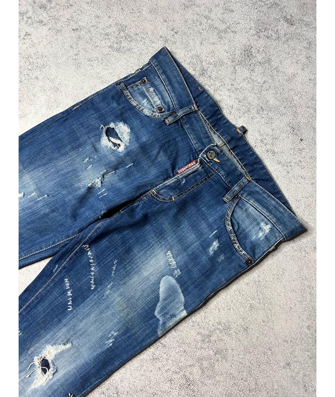DSQUARED2 Синие хлопко-эластановые джинсы скинни, фото 2