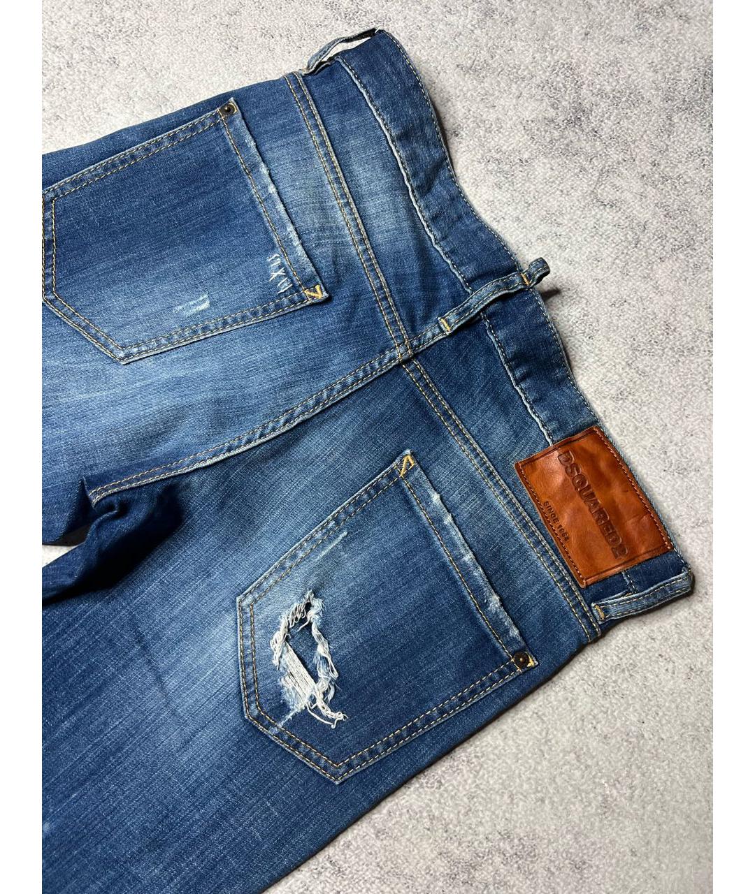 DSQUARED2 Синие хлопко-эластановые джинсы скинни, фото 5