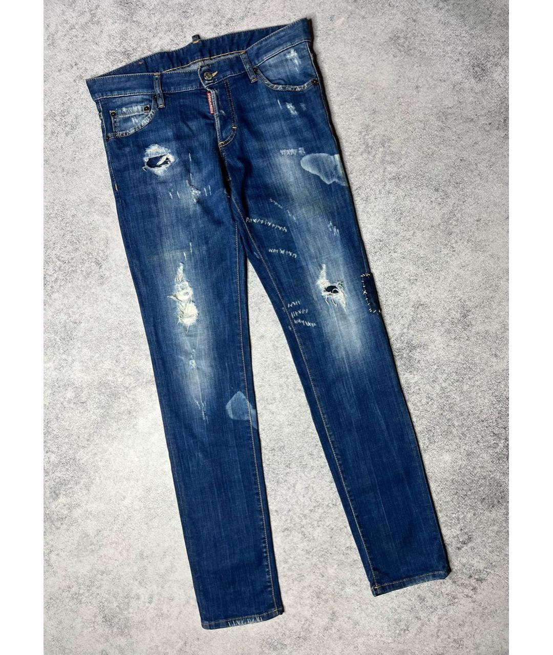 DSQUARED2 Синие хлопко-эластановые джинсы скинни, фото 9