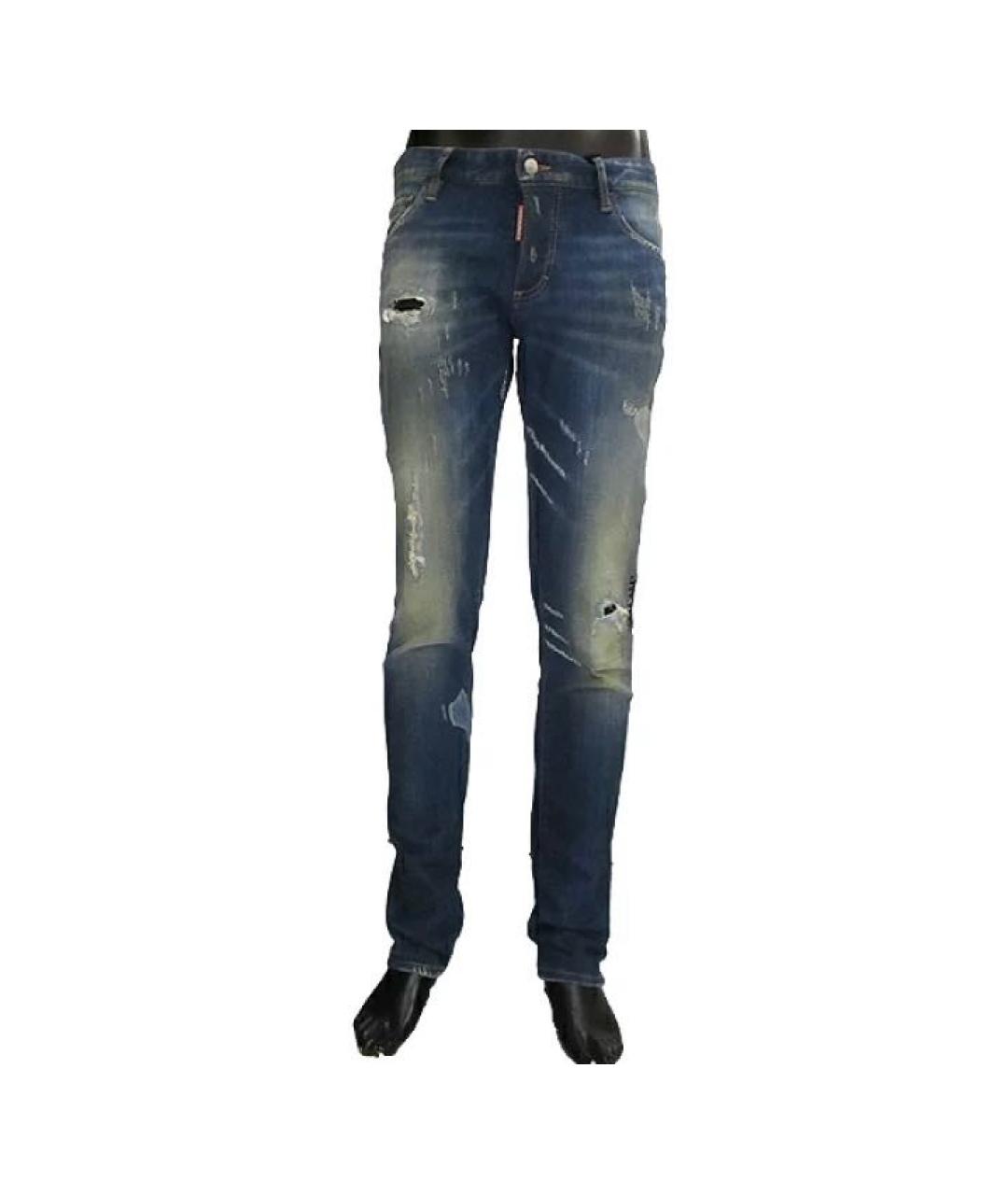 DSQUARED2 Синие хлопко-эластановые джинсы скинни, фото 8