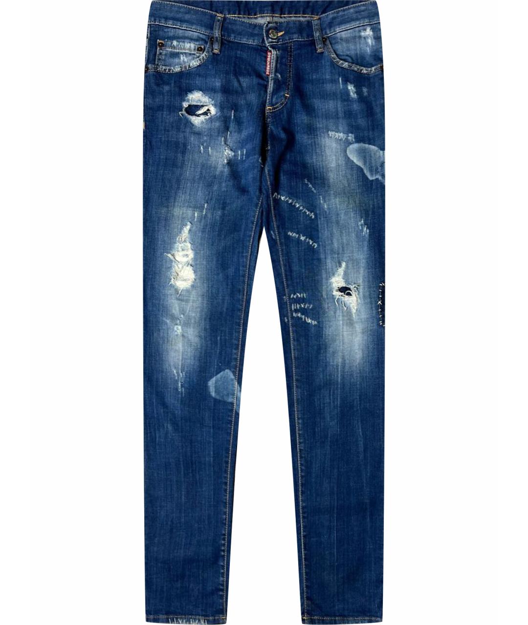 DSQUARED2 Синие хлопко-эластановые джинсы скинни, фото 1