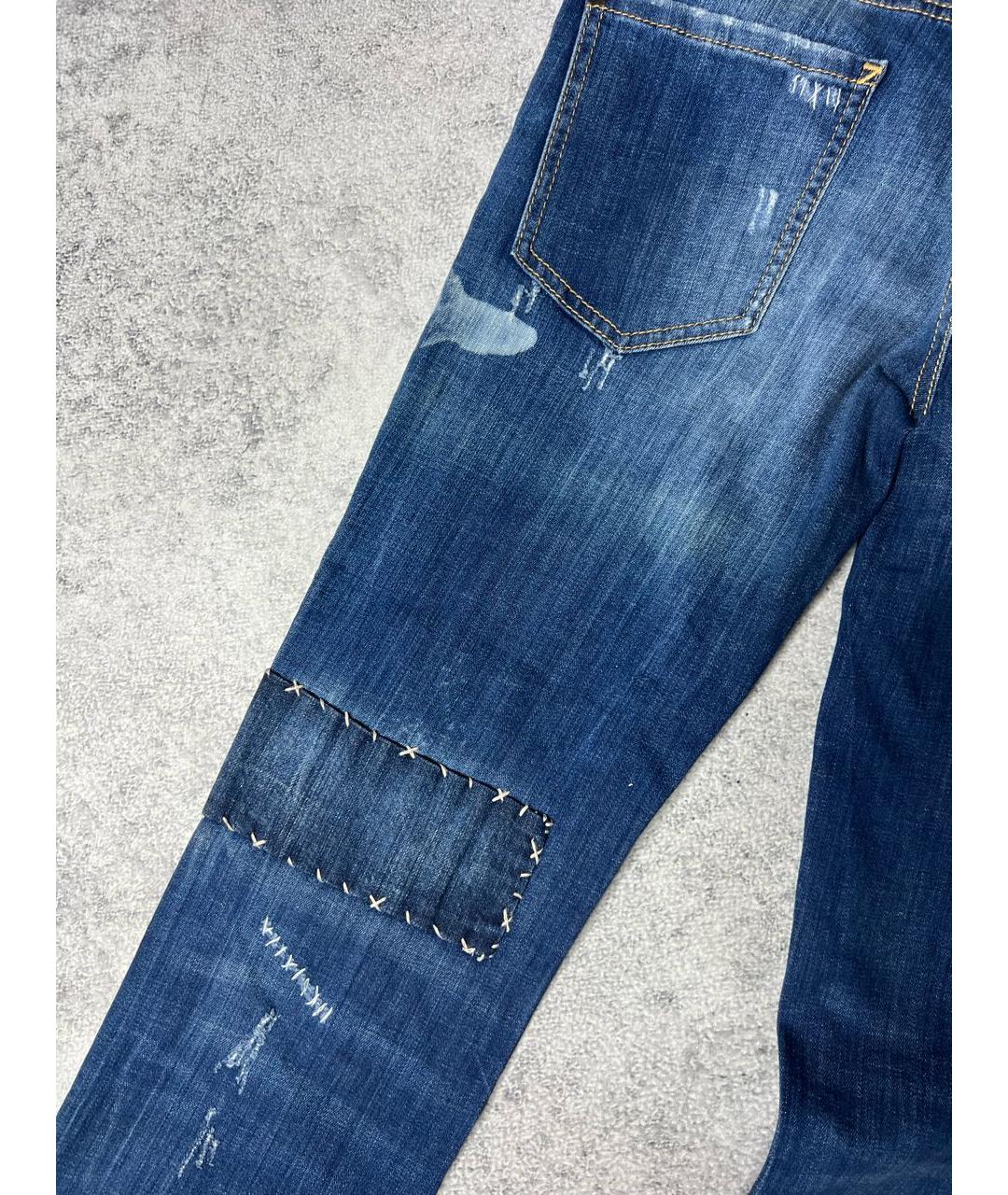 DSQUARED2 Синие хлопко-эластановые джинсы скинни, фото 4