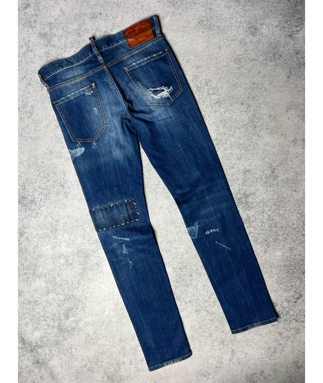 DSQUARED2 Синие хлопко-эластановые джинсы скинни, фото 3