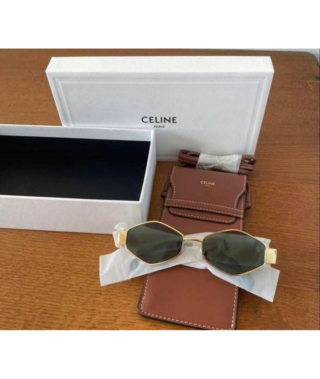 CELINE Золотые металлические солнцезащитные очки, фото 5