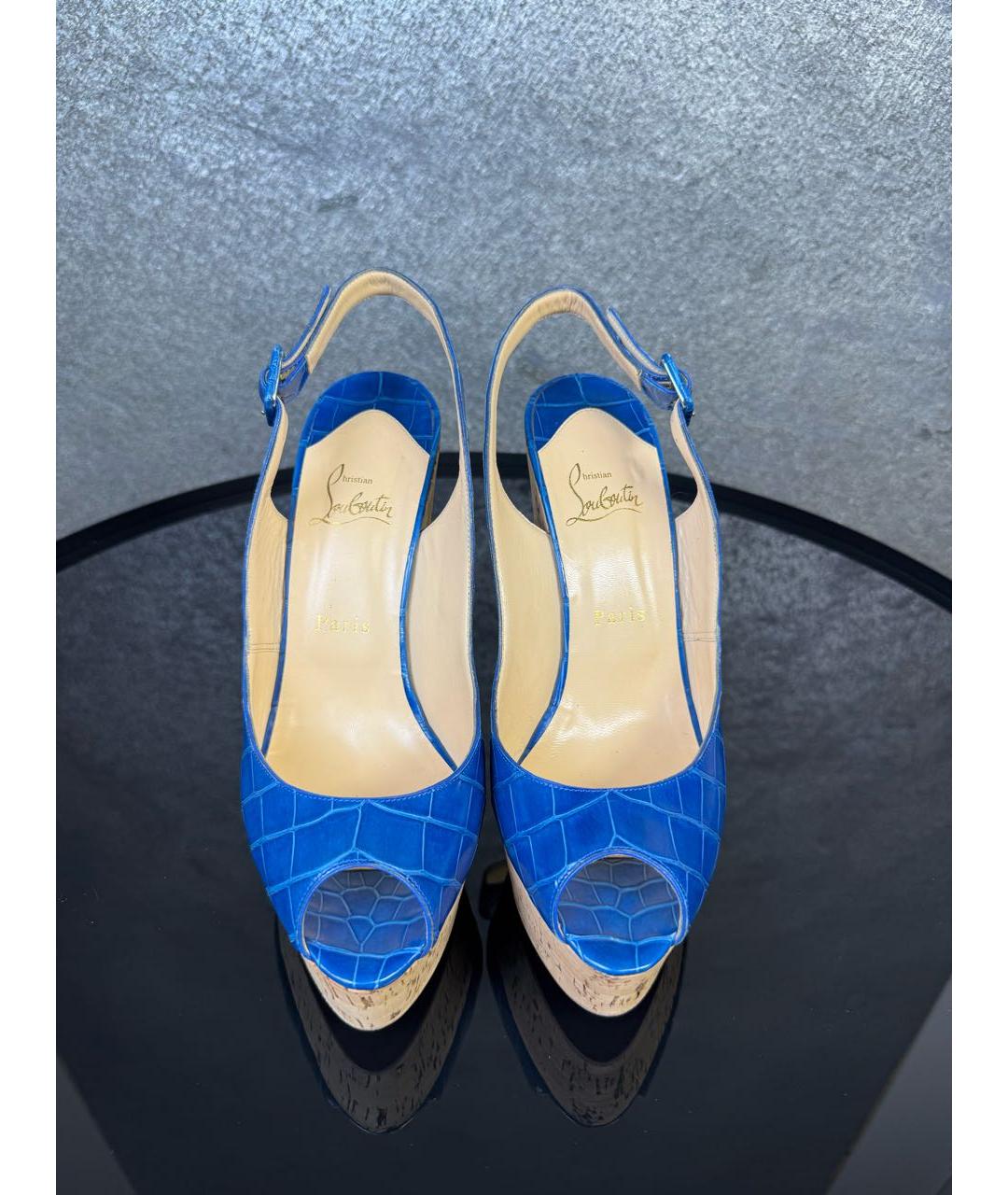 CHRISTIAN LOUBOUTIN Синие босоножки из экзотической кожи, фото 2