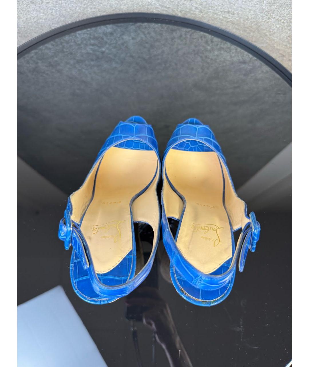 CHRISTIAN LOUBOUTIN Синие босоножки из экзотической кожи, фото 3