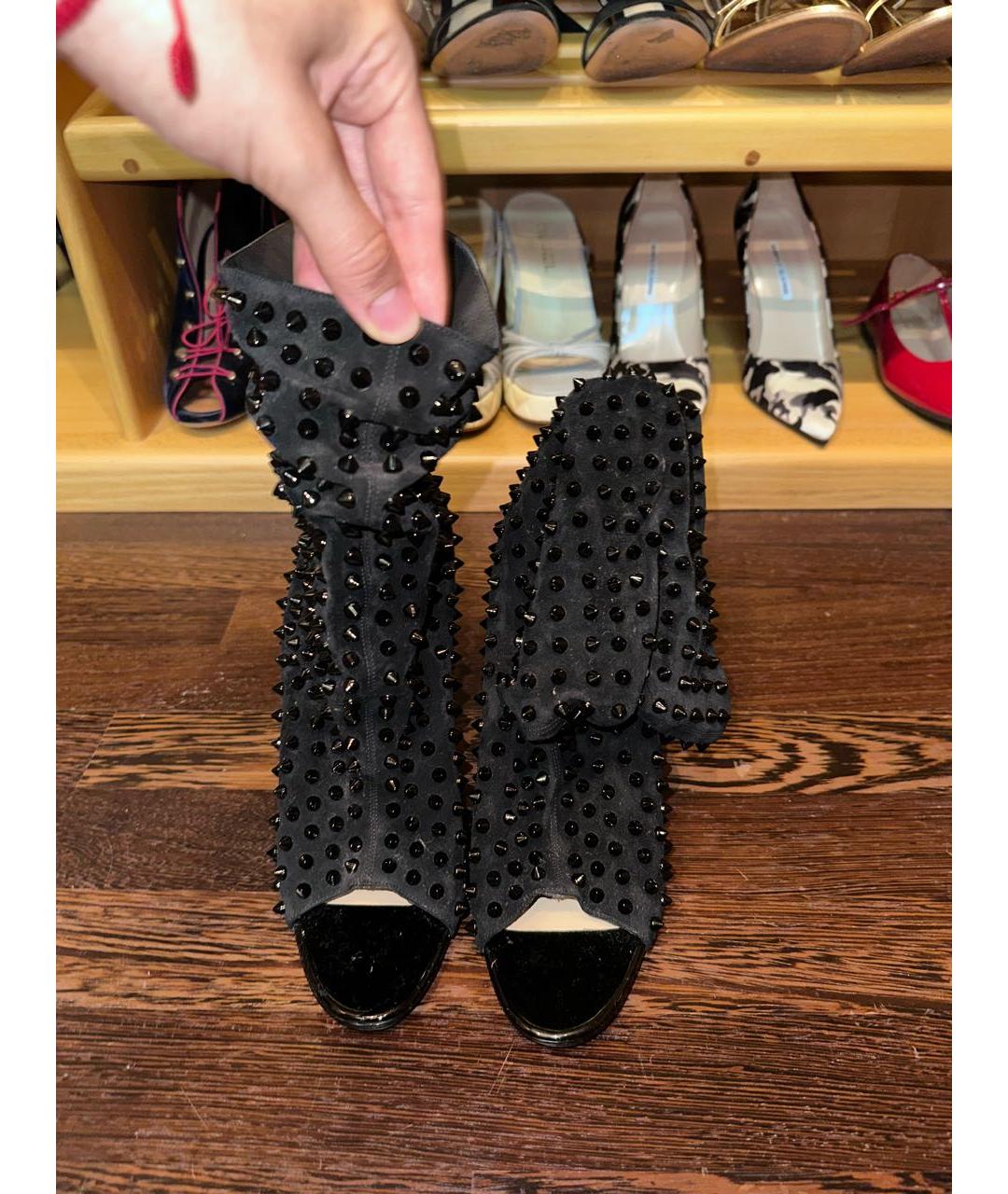 CHRISTIAN LOUBOUTIN Черные замшевые ботинки, фото 2