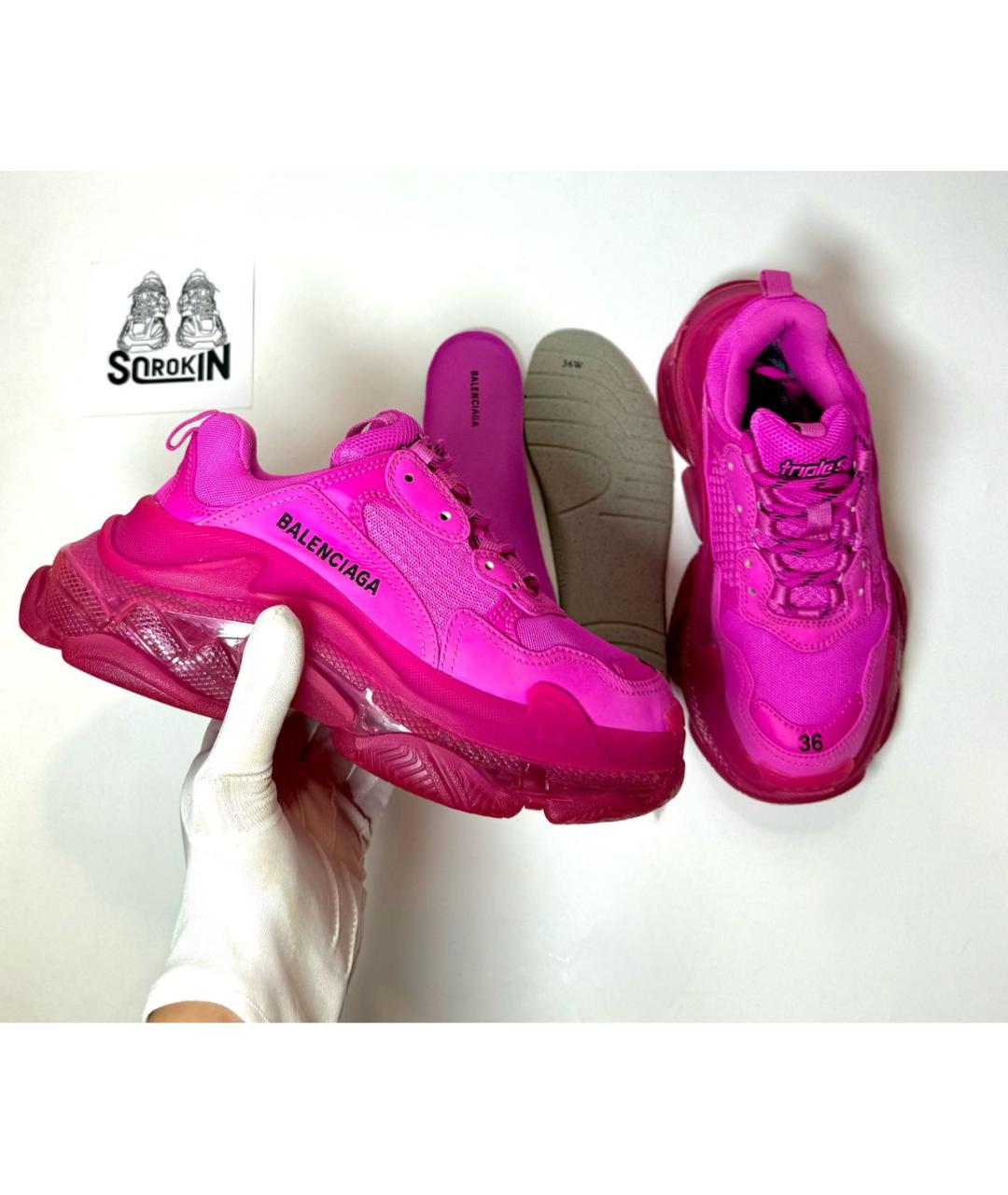 BALENCIAGA Фуксия кроссовки, фото 5