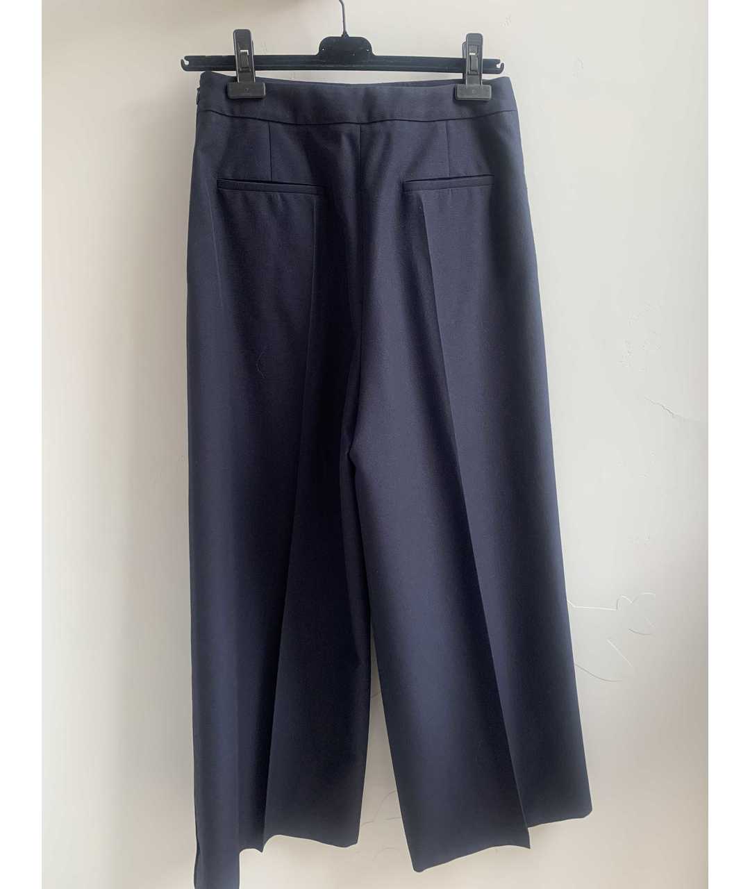 VALENTINO Темно-синие шерстяные прямые брюки, фото 3