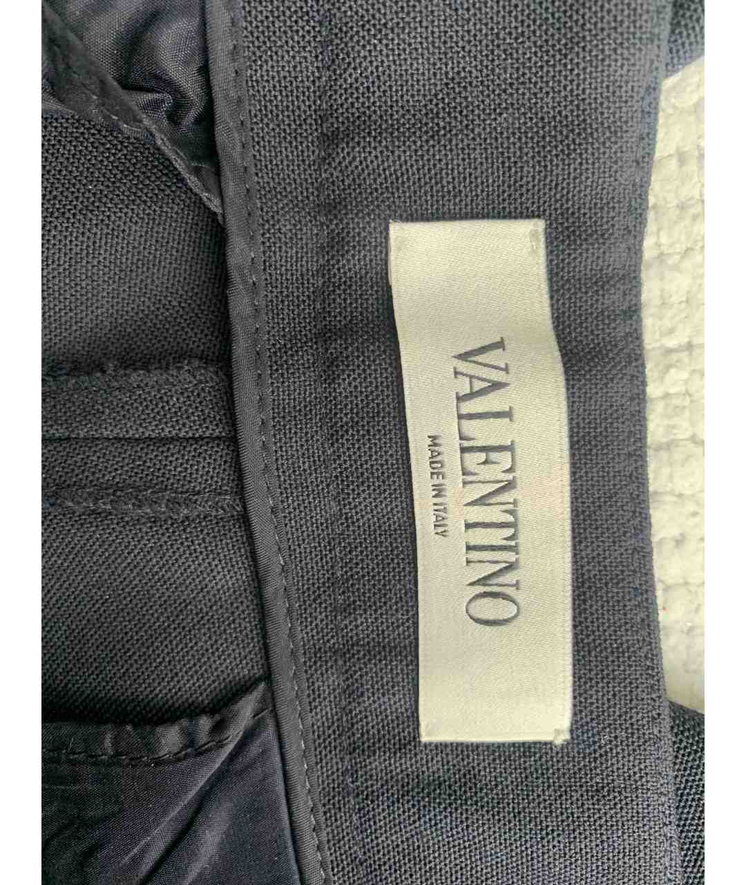 VALENTINO Темно-синие шерстяные прямые брюки, фото 4