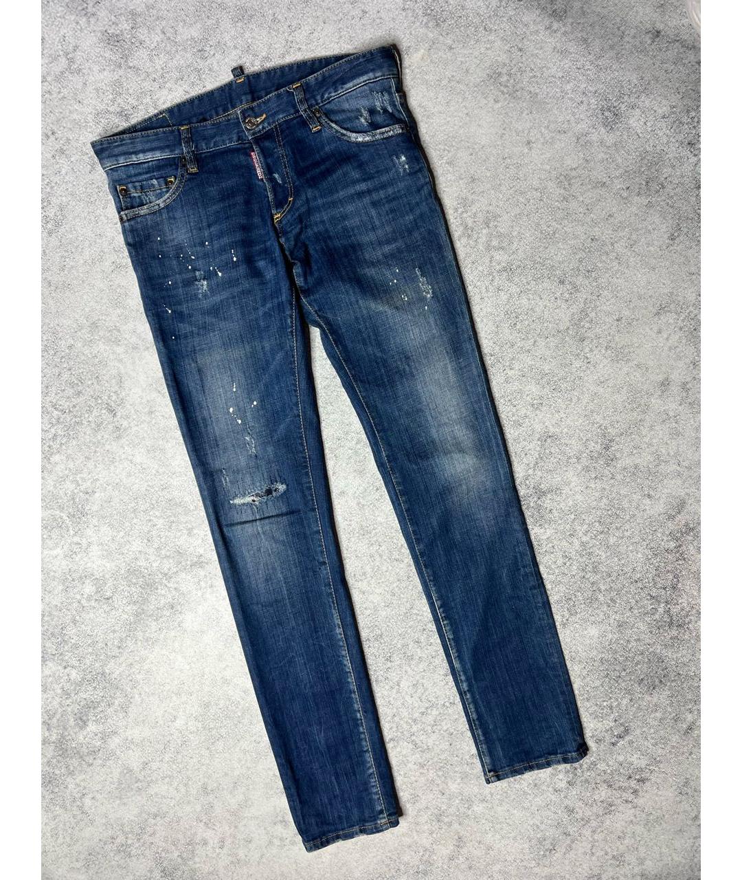DSQUARED2 Синие хлопко-эластановые джинсы скинни, фото 9
