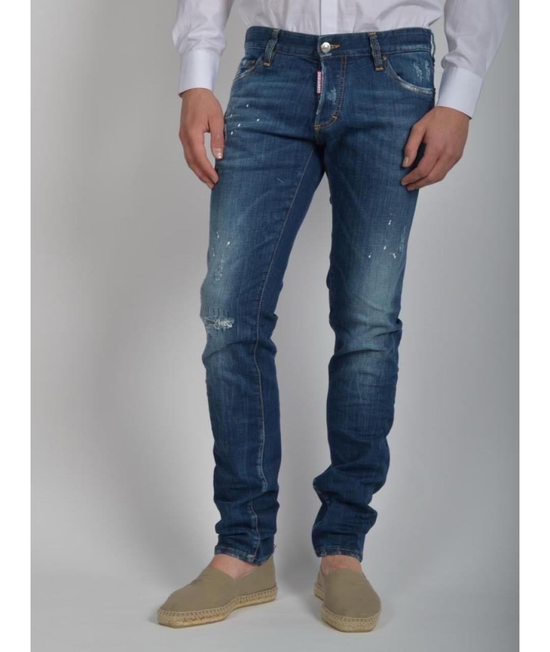 DSQUARED2 Синие хлопко-эластановые джинсы скинни, фото 2