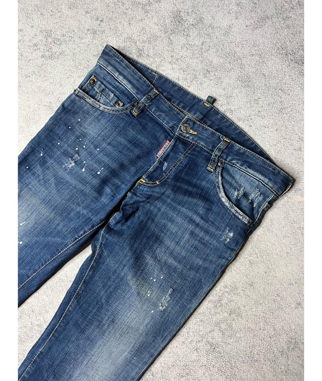 DSQUARED2 Синие хлопко-эластановые джинсы скинни, фото 4