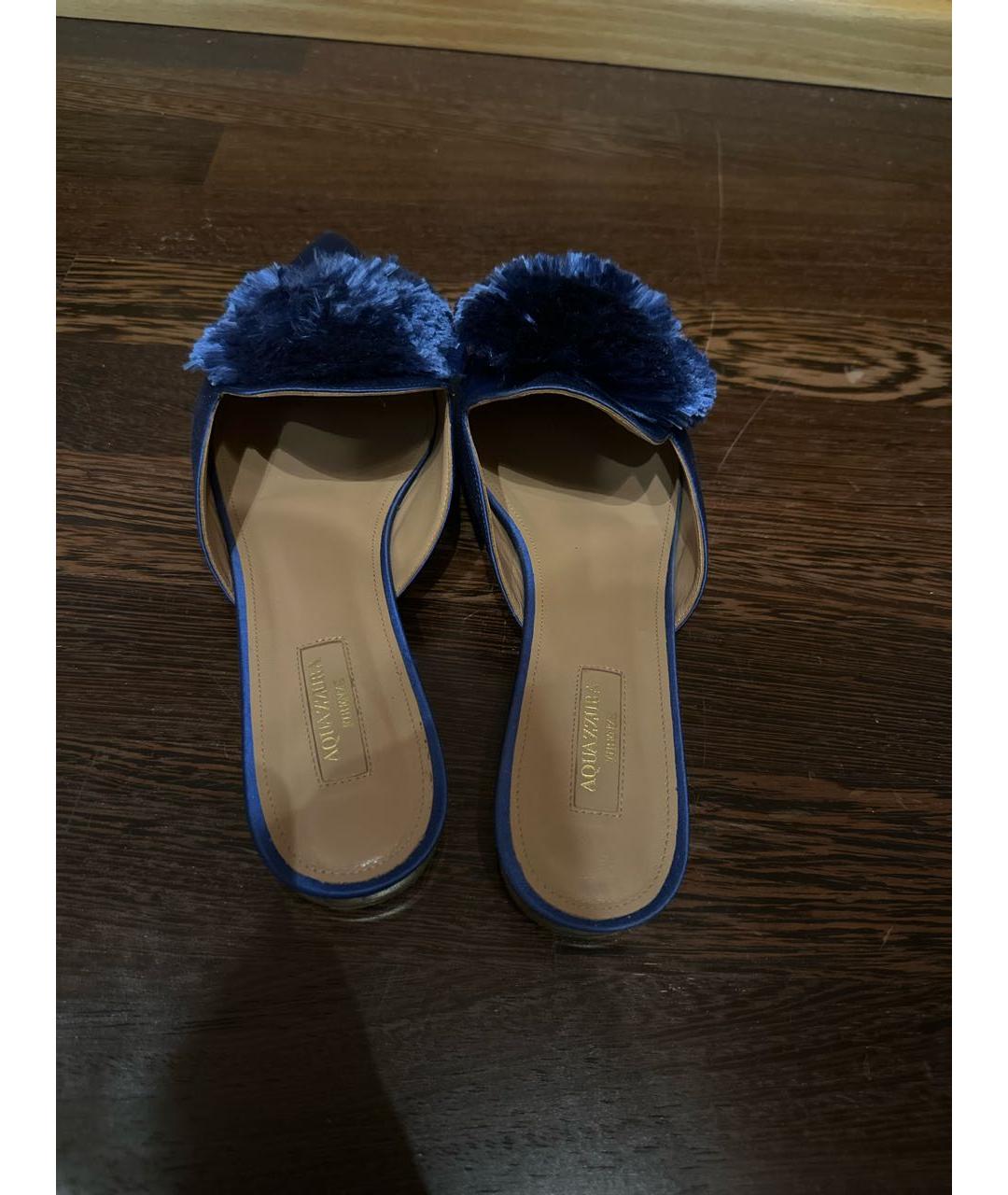 AQUAZZURA Синие текстильные мюли, фото 3