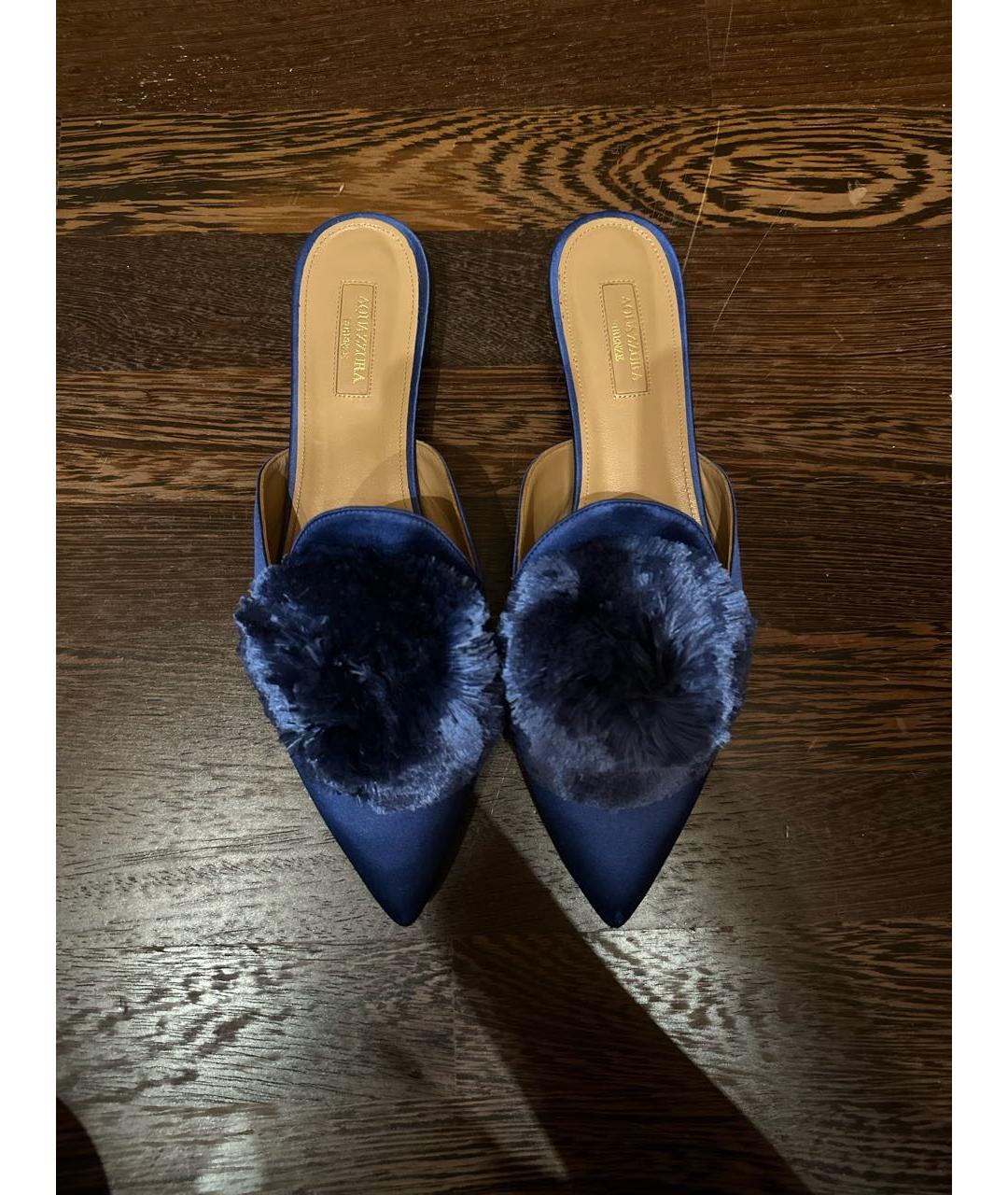 AQUAZZURA Синие текстильные мюли, фото 2