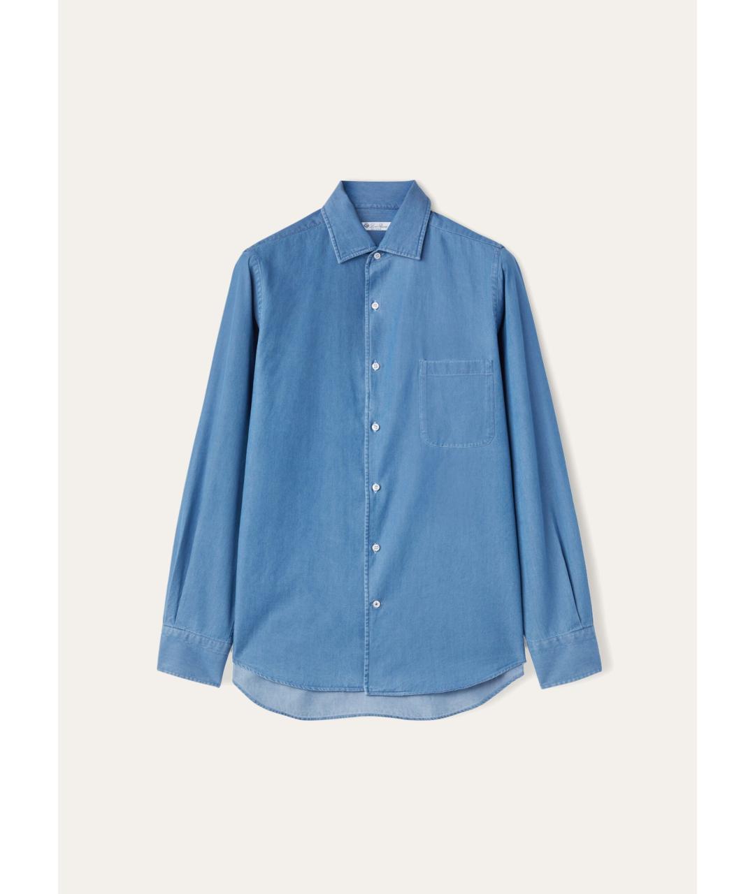 LORO PIANA Голубая хлопковая кэжуал рубашка, фото 3