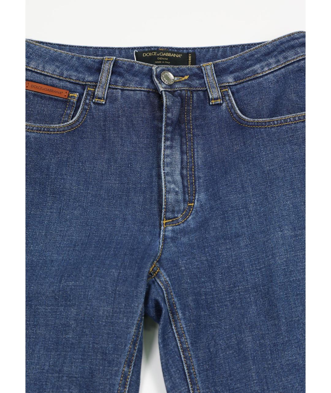 DOLCE&GABBANA Синие хлопко-эластановые прямые джинсы, фото 4