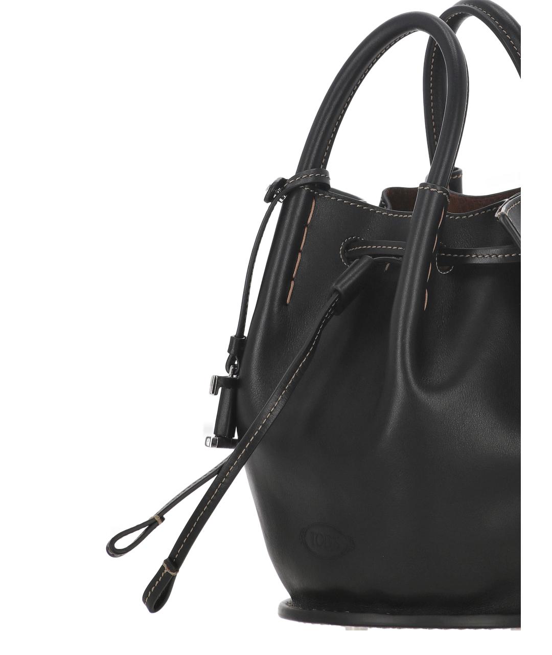 TOD'S Черная кожаная сумка тоут, фото 4