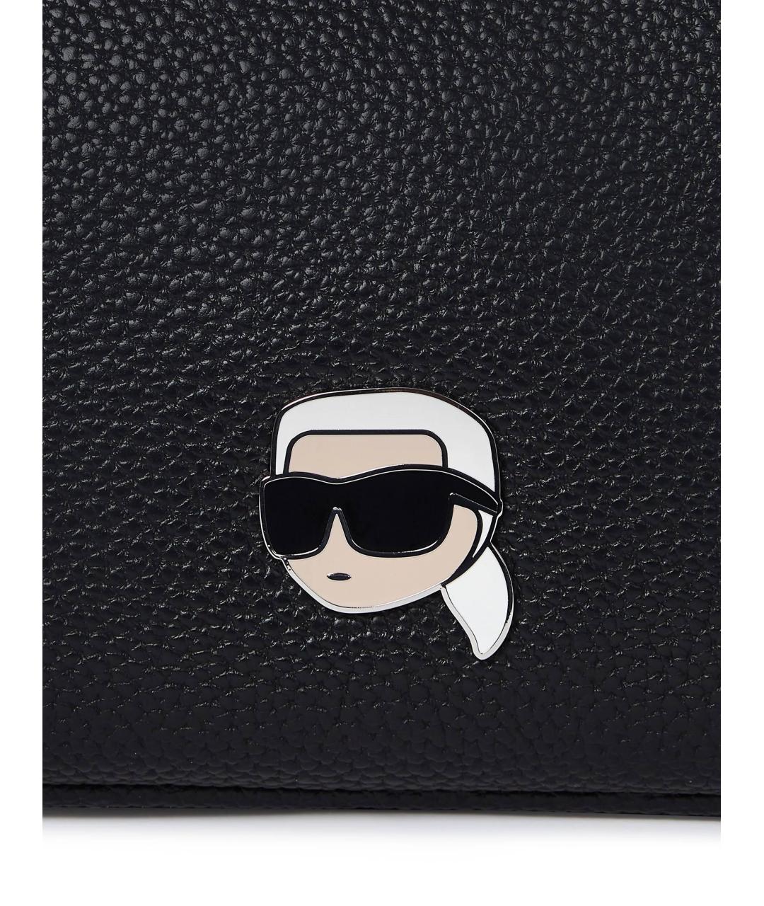 KARL LAGERFELD Черная кожаная сумка через плечо, фото 3