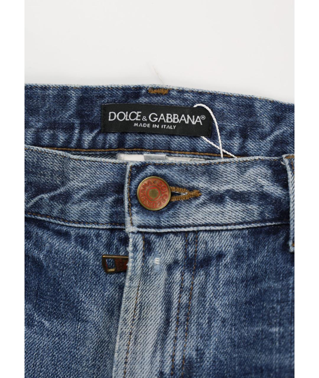 DOLCE&GABBANA Синие хлопковые прямые джинсы, фото 3