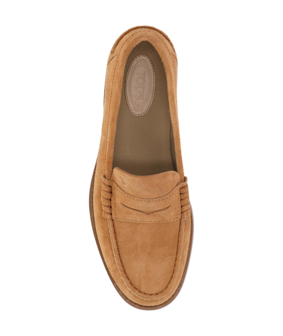 TOD'S Коричневые замшевые лоферы, фото 4
