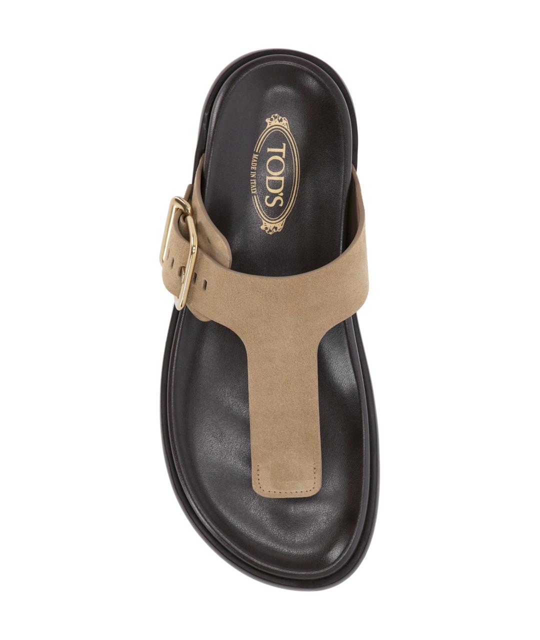 TOD'S Бежевые замшевые босоножки, фото 4