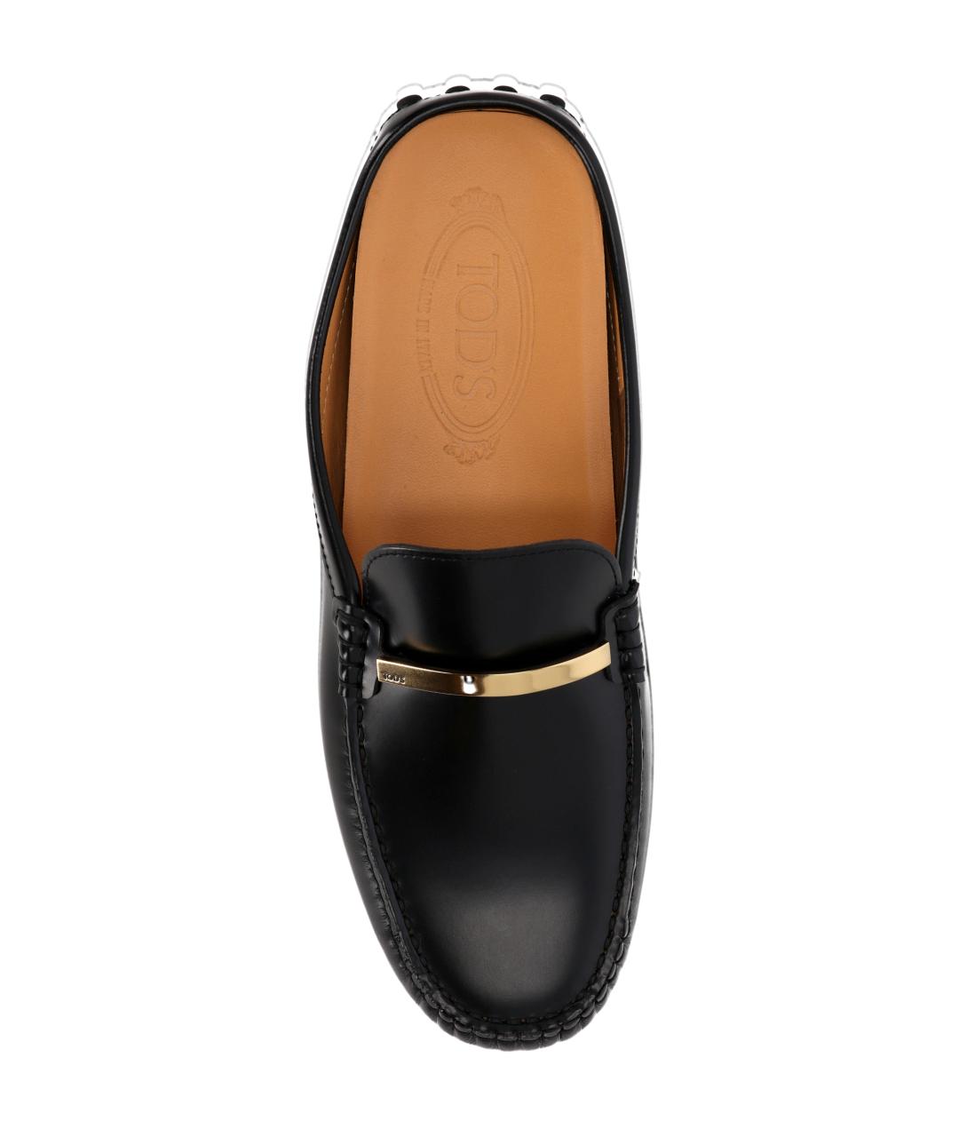TOD'S Черные кожаные шлепанцы, фото 4