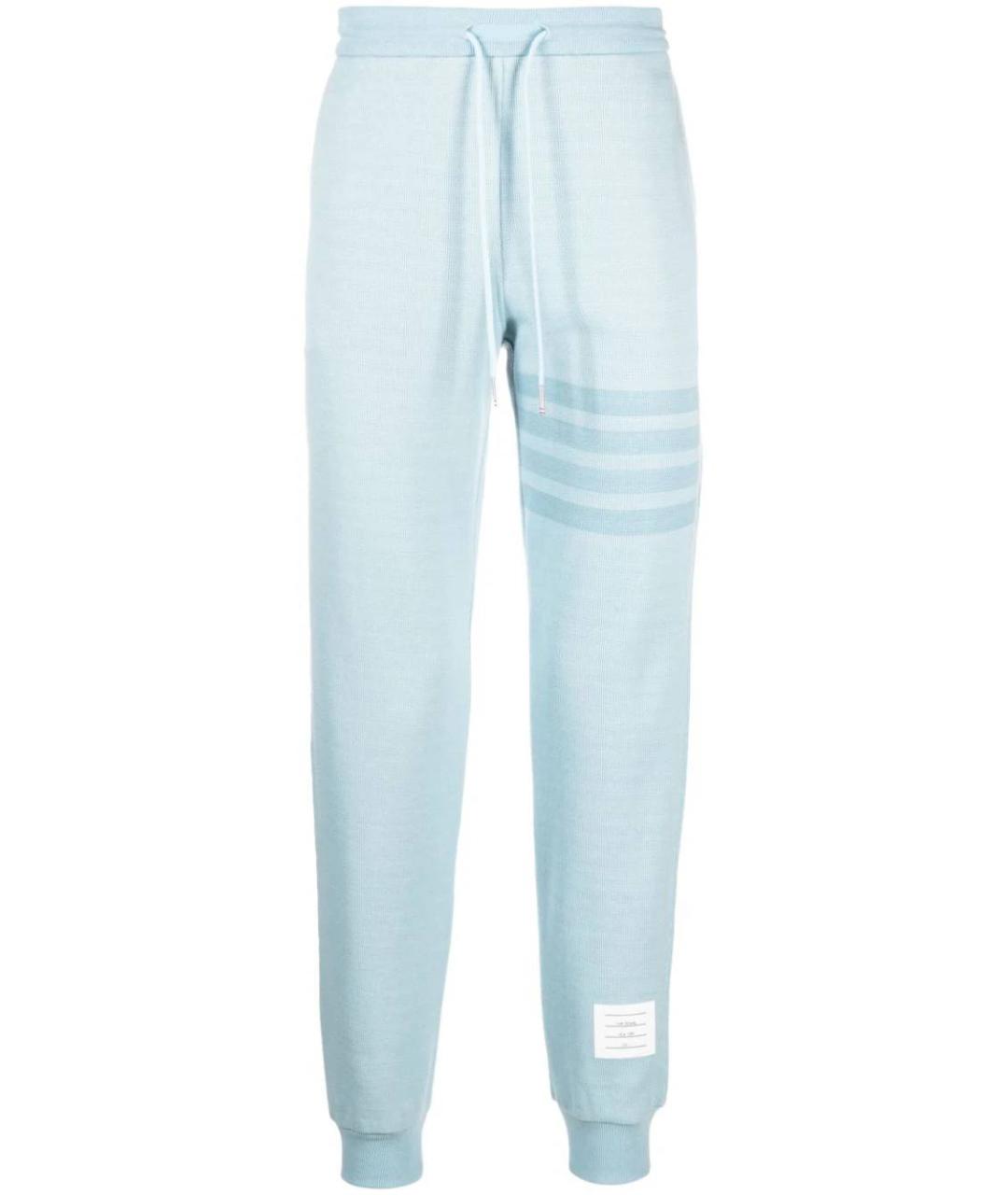 THOM BROWNE Голубые хлопковые повседневные брюки, фото 1