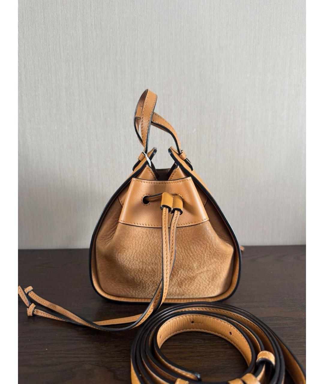LOEWE Коричневая кожаная сумка с короткими ручками, фото 6