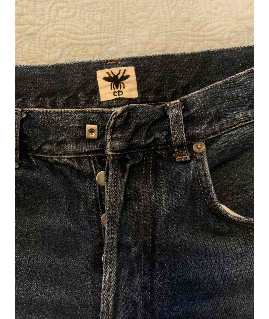 CHRISTIAN DIOR PRE-OWNED Синие хлопковые прямые джинсы, фото 3