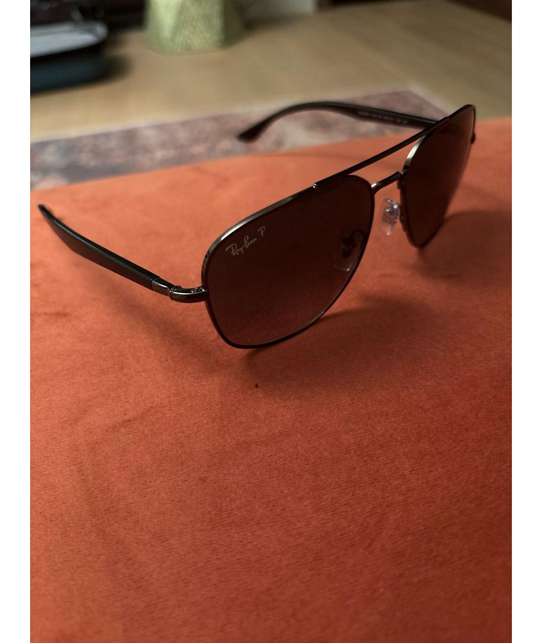 RAY BAN Черные металлические солнцезащитные очки, фото 2