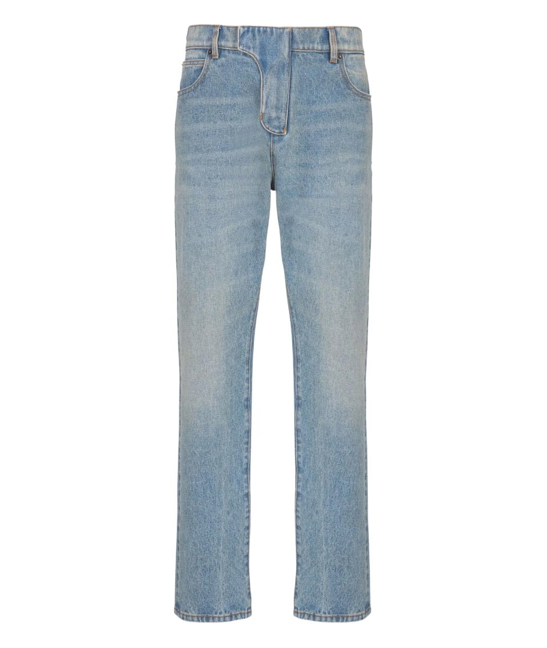 BALMAIN Голубые хлопковые прямые джинсы, фото 1