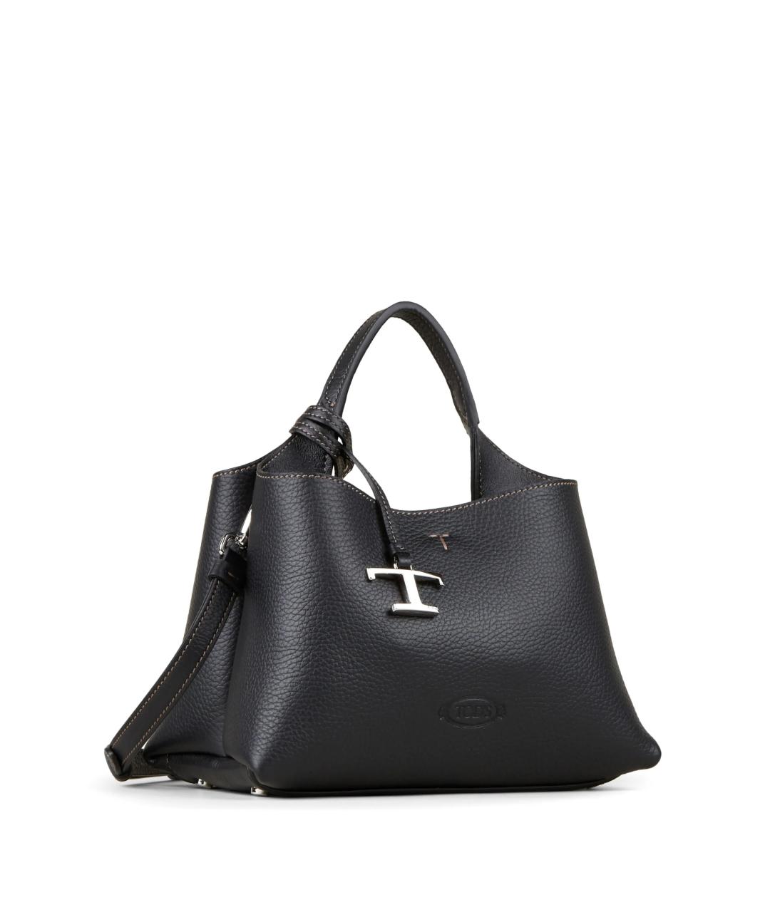 TOD'S Черная кожаная сумка тоут, фото 2