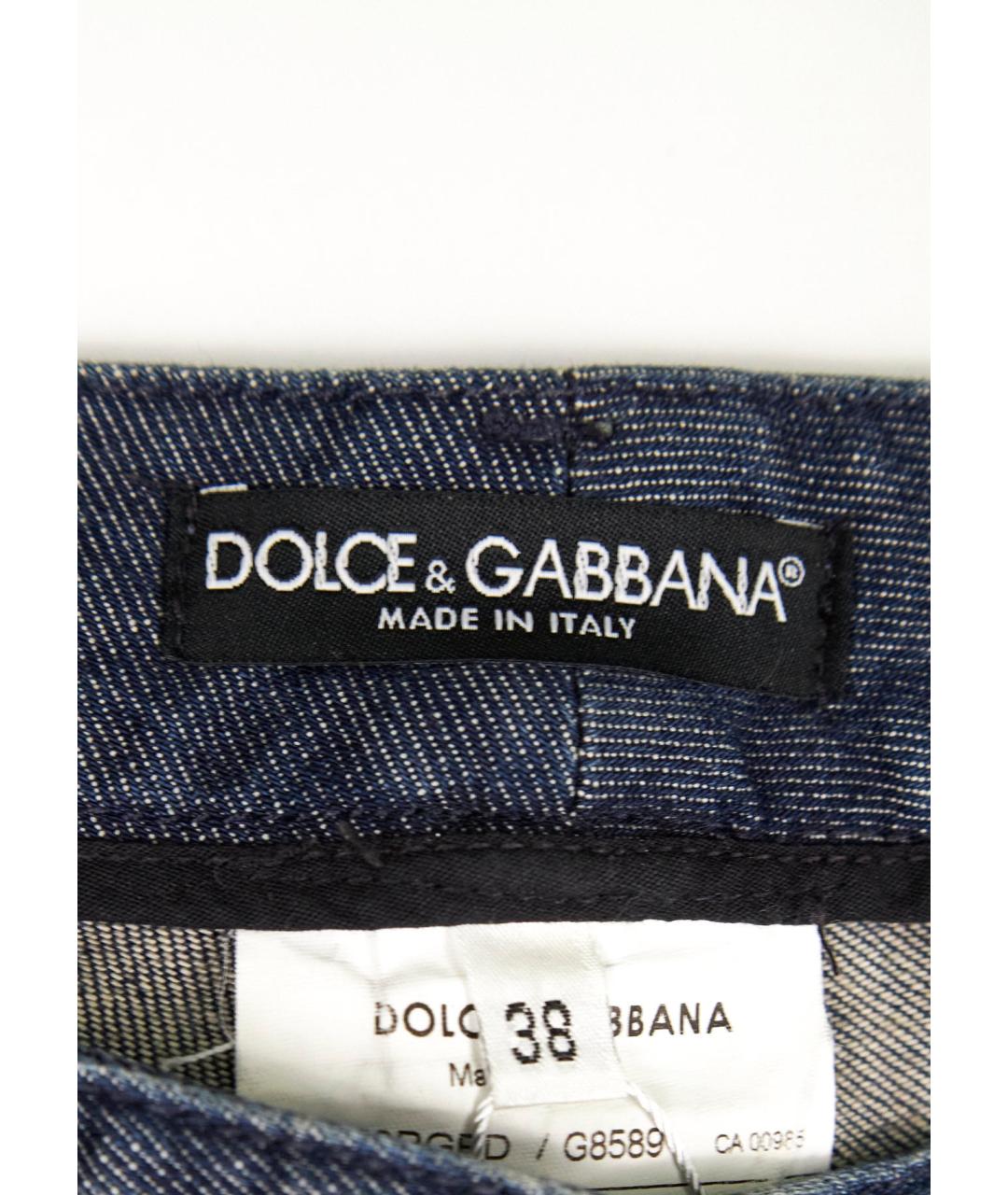 DOLCE&GABBANA Синие хлопковые прямые джинсы, фото 3