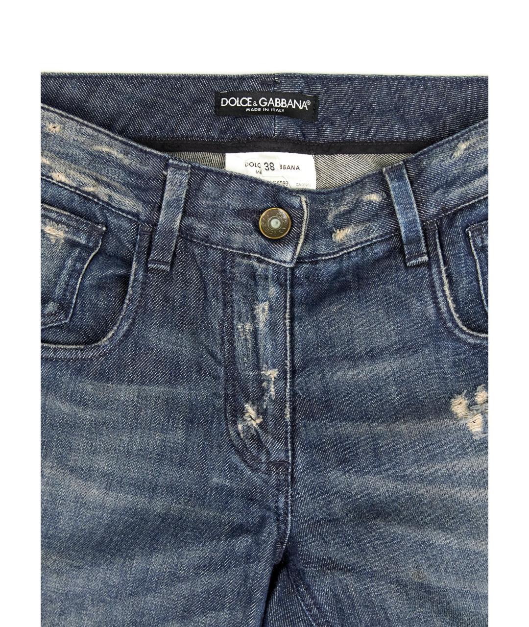 DOLCE&GABBANA Синие хлопковые прямые джинсы, фото 4