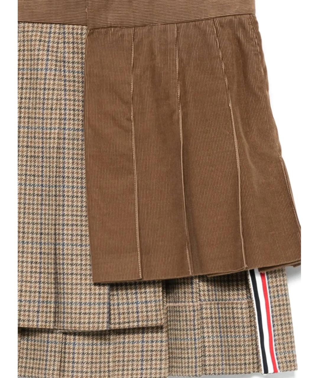 THOM BROWNE Коричневая хлопковая юбка мини, фото 2