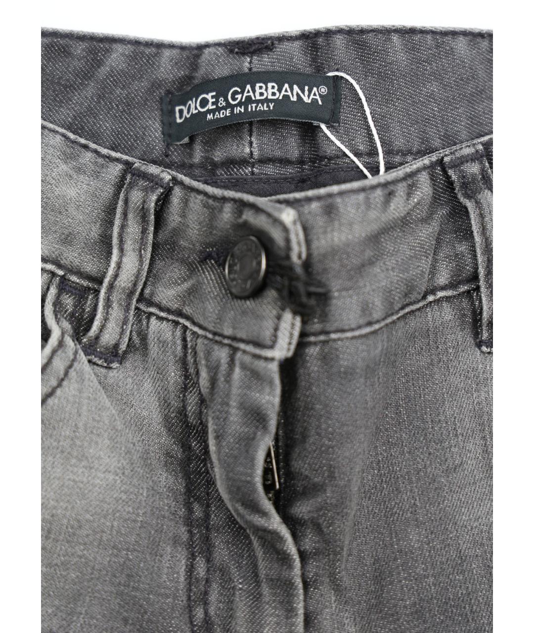 DOLCE&GABBANA Серые хлопко-эластановые прямые джинсы, фото 3