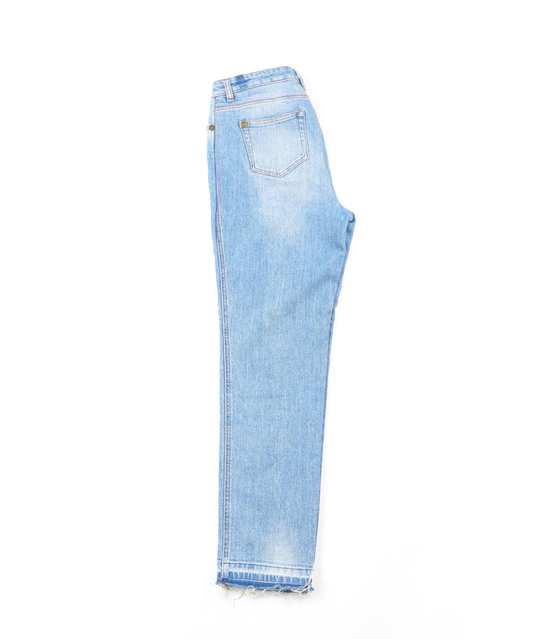 ERMANNO SCERVINO Голубые хлопко-эластановые прямые джинсы, фото 2
