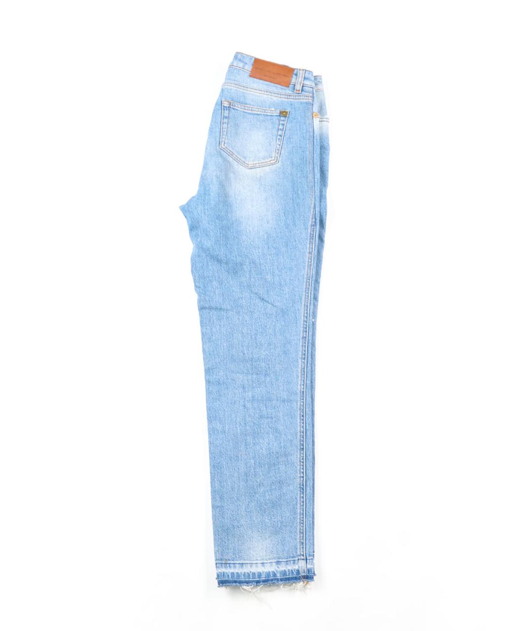 ERMANNO SCERVINO Голубые хлопко-эластановые прямые джинсы, фото 5