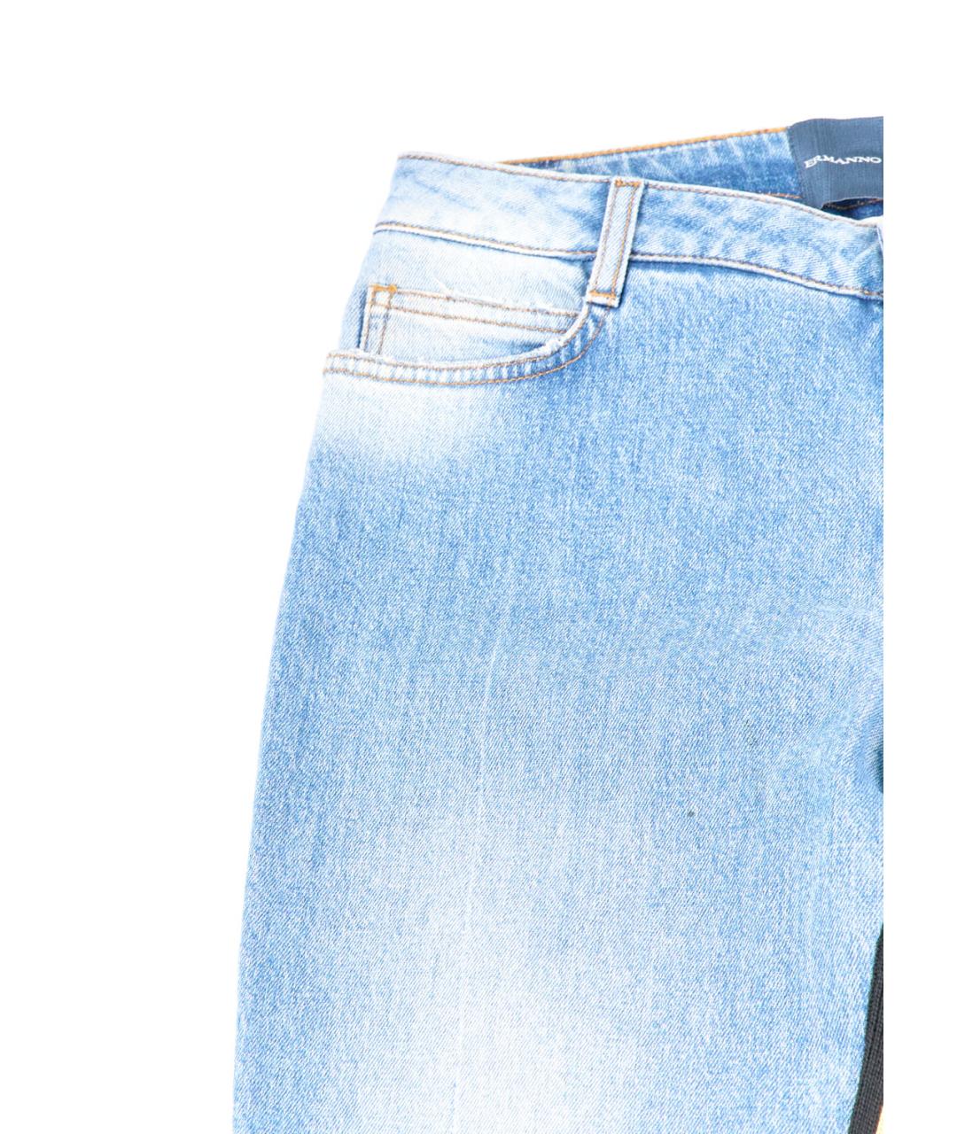 ERMANNO SCERVINO Голубые хлопко-эластановые прямые джинсы, фото 4