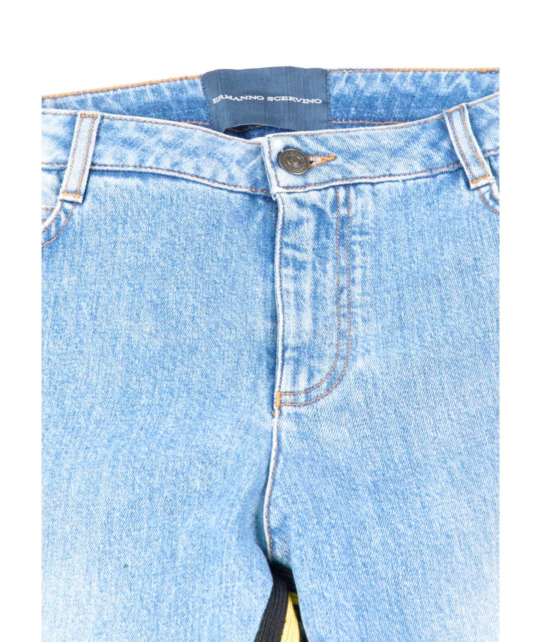 ERMANNO SCERVINO Голубые хлопко-эластановые прямые джинсы, фото 3