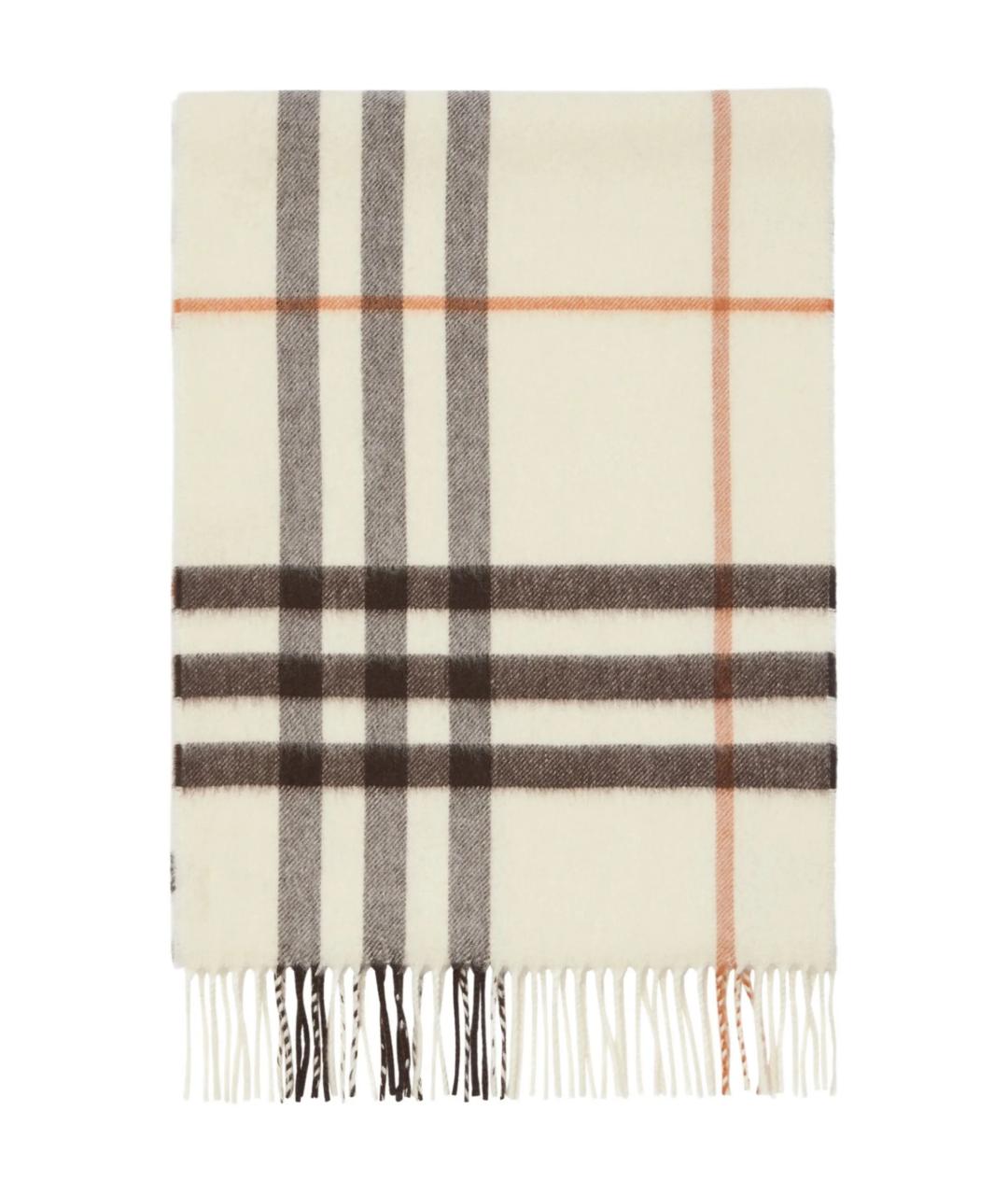 BURBERRY Белый кашемировый шарф, фото 2
