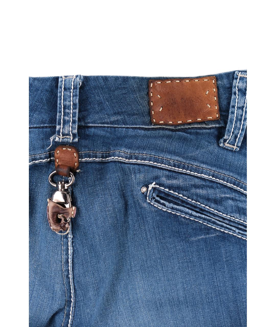 ERMANNO SCERVINO Голубые хлопко-эластановые прямые джинсы, фото 4