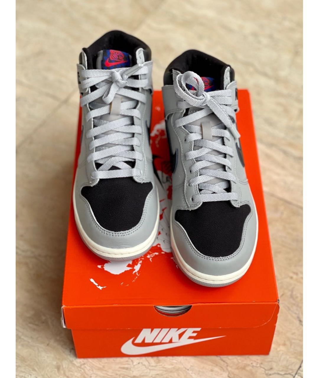 NIKE Серые кожаные высокие кроссовки / кеды, фото 2